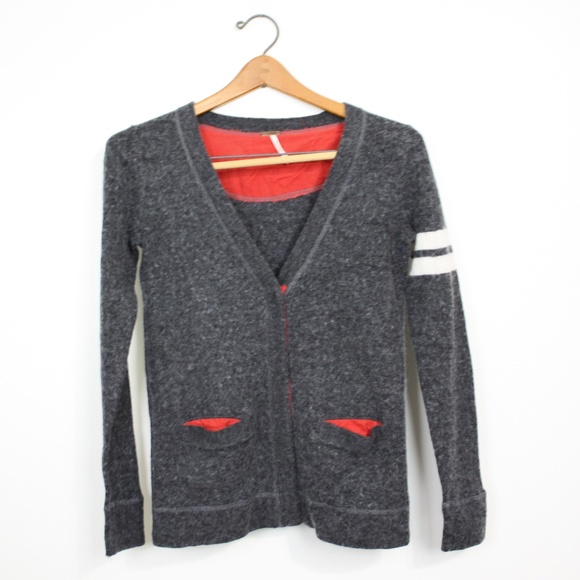 Free People Sweaters - Free People Gray Varsity Cardigan Sz XS